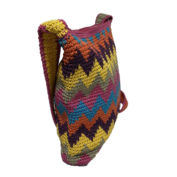Vintage The Sak Shoulderbag Purse Crossbody Crochet Multicolor Single Strap - Picture 9 of 14